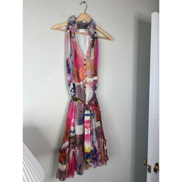 NEW Zimmermann Wavelength Poster Halter High Collar Mini Dress Size: 0 - Picture 3 of 8